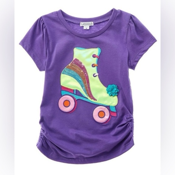 FLAPDOODLES Purple Kids Shirt with Roller Skate Applique Sz 6 EUC - Picture 1 of 8